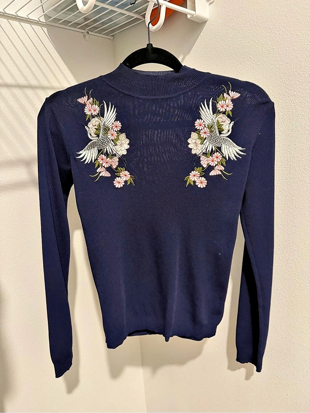 Dorothy Perkins Embroidered Floral Sweater Blue UK 6